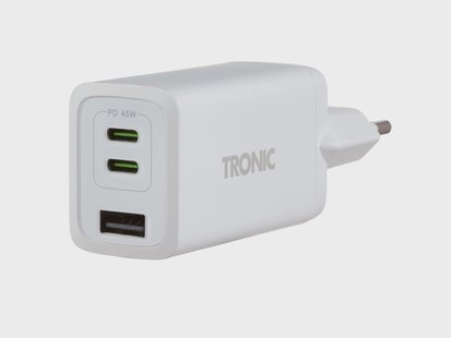 TRONIC Snellader, 1x USB-A en 2x USB-C (wit)
