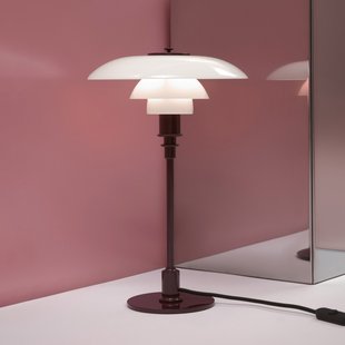 PH 3/2 tafellamp, glanzend bordeauxrood, Ø 28 cm - Louis Poulsen - Woonkamer - Designer - Glas - Met lampenkap