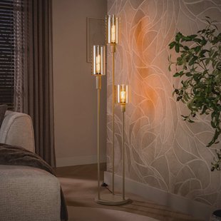 LifestyleFurn Vloerlamp Deatra 3-lamps - Amber/Beige