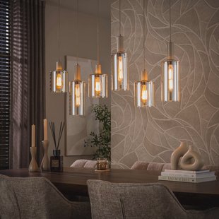 LifestyleFurn Hanglamp Deatra 6-lamps - Amber/Beige