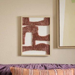 NOUS Living houten schilderij Sadie 30x2,5x40 cm - terra/offwhite