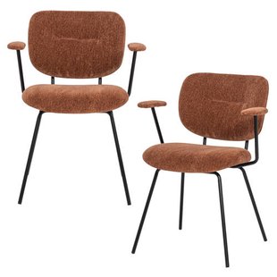 WOOOD Brint eetkamerstoelen met armleuningen - roodbruin (set van 2)