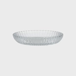 Zeepschaaltje, geribbeld glas, 14,5 cm x 3 cm