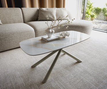 DELIFE Salontafel Edge bootvormig 100x50 cm keramiek Onyx Pearl Sarity metaal effectafwerking titaan