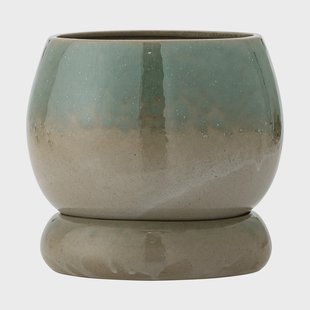 Bloomingville Imke bloempot met schotel Green, 18,5x17,5 cm
