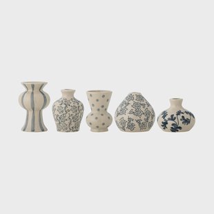 Bloomingville Quinto vaas Blue stoneware, 5-delig