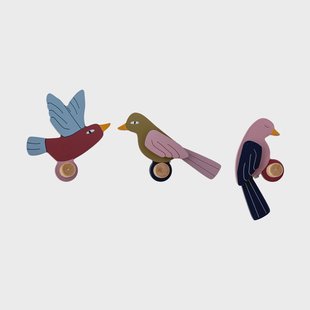 Bloomingville Lewi haak 3-delig Vogels, blauw-roze
