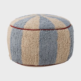 Bloomingville Charoline zitpoef Ø44 cm Blauw-wit-rood