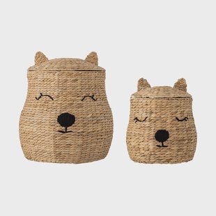 Bloomingville Berny mand met deksel Nature, 2-delig