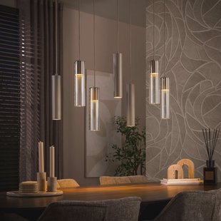 LifestyleFurn Hanglamp Denese 4+3-lamps - Amber/Beige