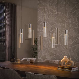 LifestyleFurn Hanglamp Denese 5+4-lamps - Amber/Beige