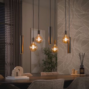 LifestyleFurn Hanglamp Rayland 4+3-lamps - Bruin