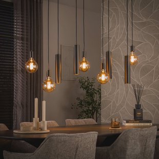 LifestyleFurn Hanglamp Rayland 5+4-lamps - Bruin
