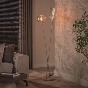 LifestyleFurn Vloerlamp Faiga Glas en beige metaal, 2-lamps