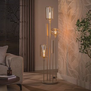 LifestyleFurn Vloerlamp Faiga Glas en beige metaal, 2+3-lamps