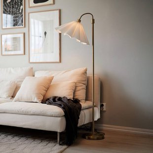 PR Home Vloerlamp Amy, goud/wit, 1-lamp, hoogte 150 cm, E27