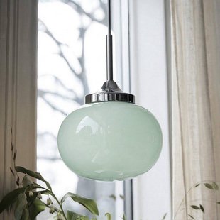 PR Home Hanglamp Elsy, lichtgroen/chroom, Ø 18 cm, glas, stekker