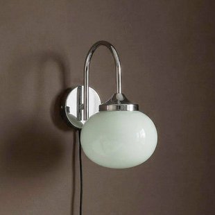 PR Home Wandlamp Elsy, lichtgroen/chroom, glas, stekker, E14