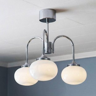 PR Home Kroonluchter Elsy, wit/chroom, 3-lamps, 48 cm, glas, stekker
