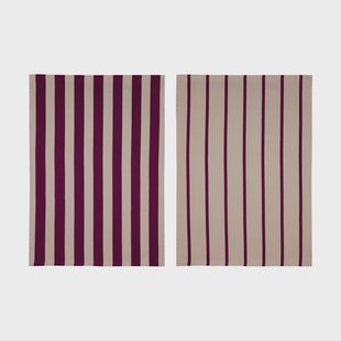 Mette Ditmer Stripes keukendoek 50x70 cm 2-pack Rood-Beige (rood-beige), 50x70 cm