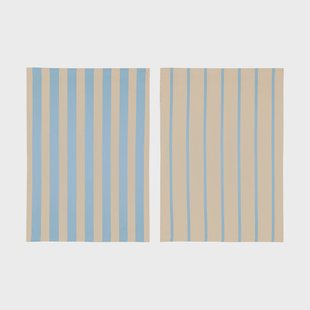 Mette Ditmer Stripes keukendoek 50x70 cm 2-pack Blauw-Beige (blauw-beige), 50x70 cm