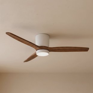 Faipari LED plafondventilator, DC, 132 cm, wit / donker hout - Lucande - Woonkamer - Modern - 1 lamp