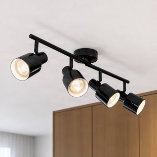 Ovelia plafondspot, 4-lamps, 80 cm, zwart, E27 - Lindby - Woonkamer - Modern - Metaal - Meerdere lampen