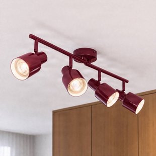 Ovelia plafondspot, 4-lamps, 80 cm, donkerrood, E27 - Lindby - Woonkamer - Modern - Metaal - Meerdere lampen