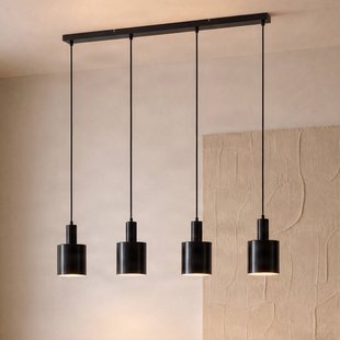 Lindby hanglamp Ovelia, zwart, 4-lamps, metaal, E27