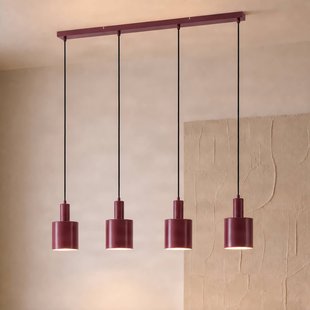 Lindby hanglamp Ovelia, donkerrood, 4-lamps, metaal, E27