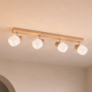 Darla plafondspot, 4-lamps, wit/houtkleurig - Lindby - Gang / Hal - Meerdere lampen