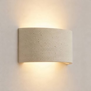 Lindby wandlamp Naike, beige, travertin-look, gips, 15 cm