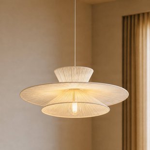 Novie hanglamp, beige, katoen, Ø 50 cm - Lucande - Woonkamer - Scandinavisch - Stof - 1 lamp
