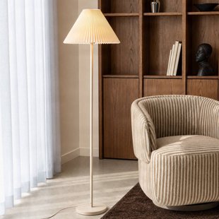Percy vloerlamp, hoogte 155 cm, beige, linnen - Nola - Woonkamer - Modern - Stof - Met lampenkap