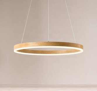 Lucande LED hanglamp Thelma, naturel eiken/grijs, Ø 70 cm