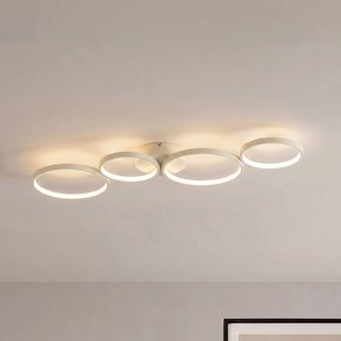 Lindby LED plafondlamp Evengeline, beige, aluminium, lengte 88 cm