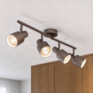 Ovelia plafondspot, 4-lamps, bruin, 82 cm, metaal, E27 - Lindby - Woonkamer - Modern - Meerdere lampen