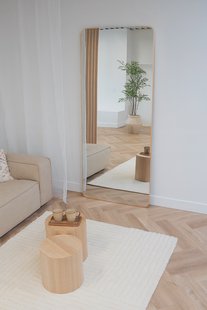 Rechthoekige spiegel met afgeronde hoek 210x90cm - Zacht Goud