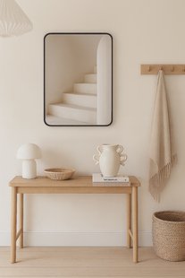 Rechthoekige spiegel met afgeronde hoek 90x60cm - Zwart
