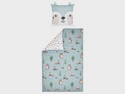 LUPILU Kinder polyester satijn dekbedovertrek, 140 x 200 cm (Blauw)