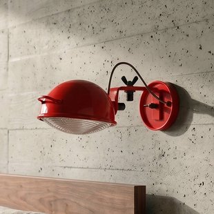 Aluminor wandlamp Jeep, rood, aluminium, glas, staal, E14
