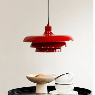 Dyberg Larsen hanglamp Ava, donkerrood, metaal, Ø 31 cm