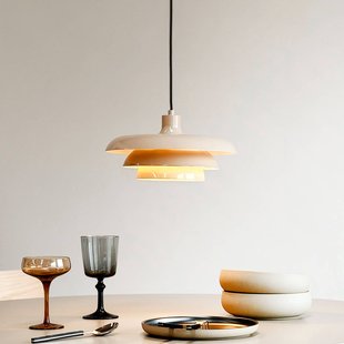 Dyberg Larsen hanglamp Ava, beige, metaal, Ø 31 cm