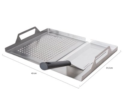 + 10% kassakorting | Boretti barbecue 2-in-1 grill tray met spatel 31,5x7,5x43cm - Laagste prijsgarantie!