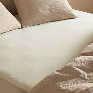 NOUS Living katoen satijnen hoeslaken - off white
