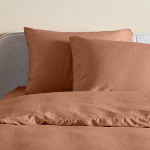 NOUS Living katoen-satijnen lits-jumeaux dekbedovertrek 240x220 cm - bruin