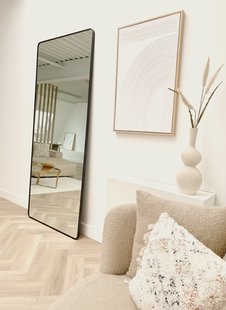 Rechthoekige spiegel met afgeronde hoek 210x90cm - Zwart