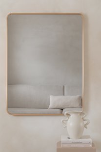 Rechthoekige spiegel met afgeronde hoek 90x60cm - Zacht Goud