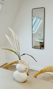 Rechthoekige spiegel met afgeronde hoek 125x40cm - Zwart
