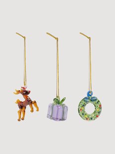 Handgemaakte kerstornamenten Merry van borosilicaatglas, 3-delig